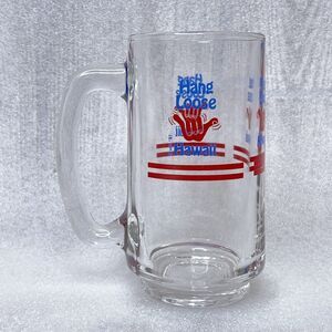 Vintage 1987 "HANG LOOSE" Hawaii Glass Mug Cup Hawaiian 16oz *READ
